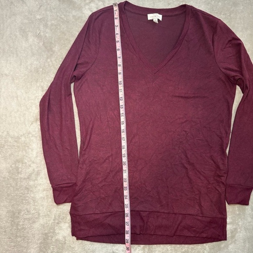 Lucky Brand Sweater Women Sz S Purple V-Neck Lightweight Casual Academia Preppy - Picture 5 of 10
